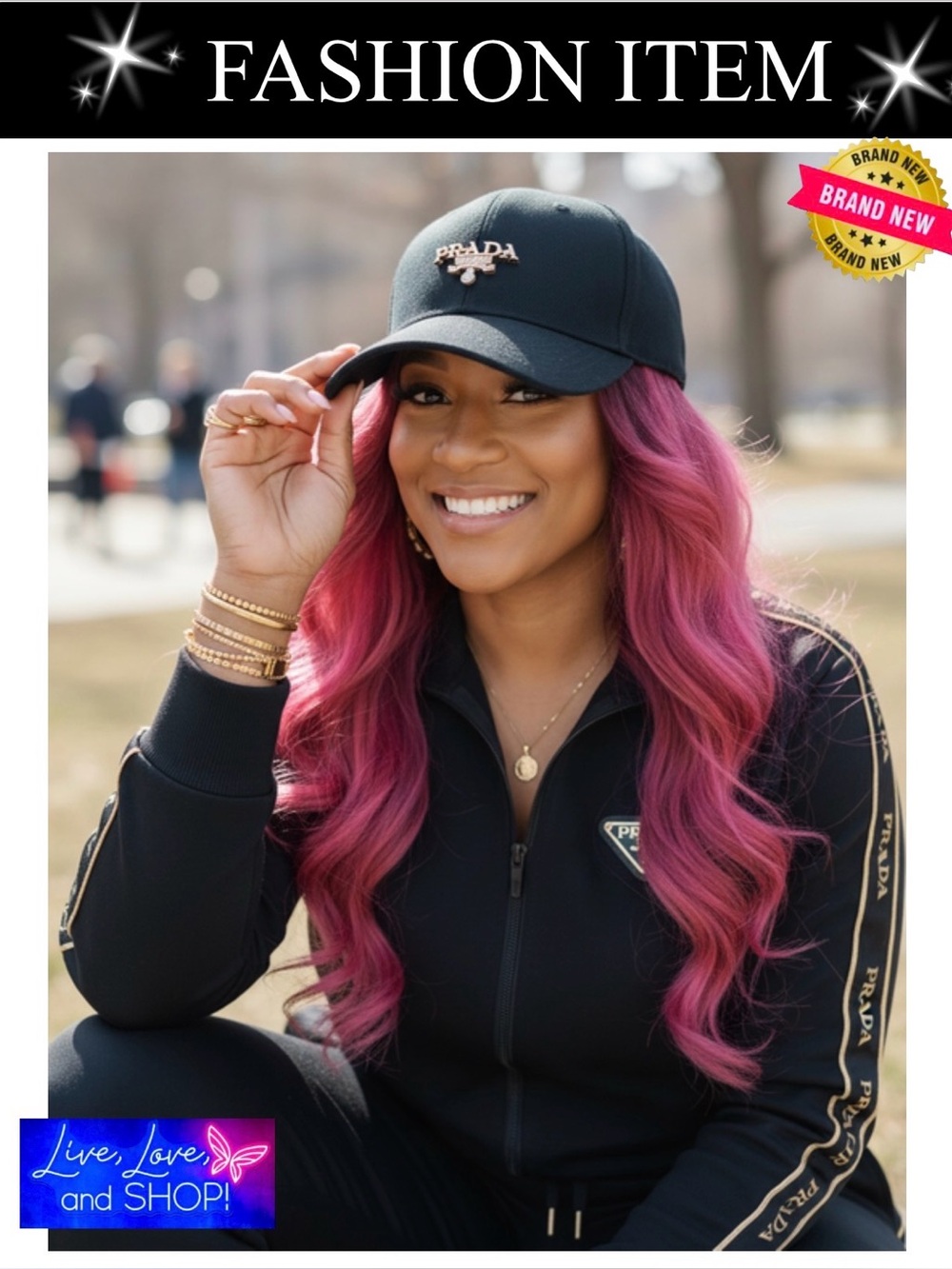 HAT: Black Baseball Hat w/Golden Detailing, NWOT